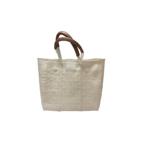 Mavis by Herrera Hannah Resort Tote Bag in White Pearl color, leather handles